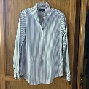 Faconnable shirt in white, lavender & blue stripe